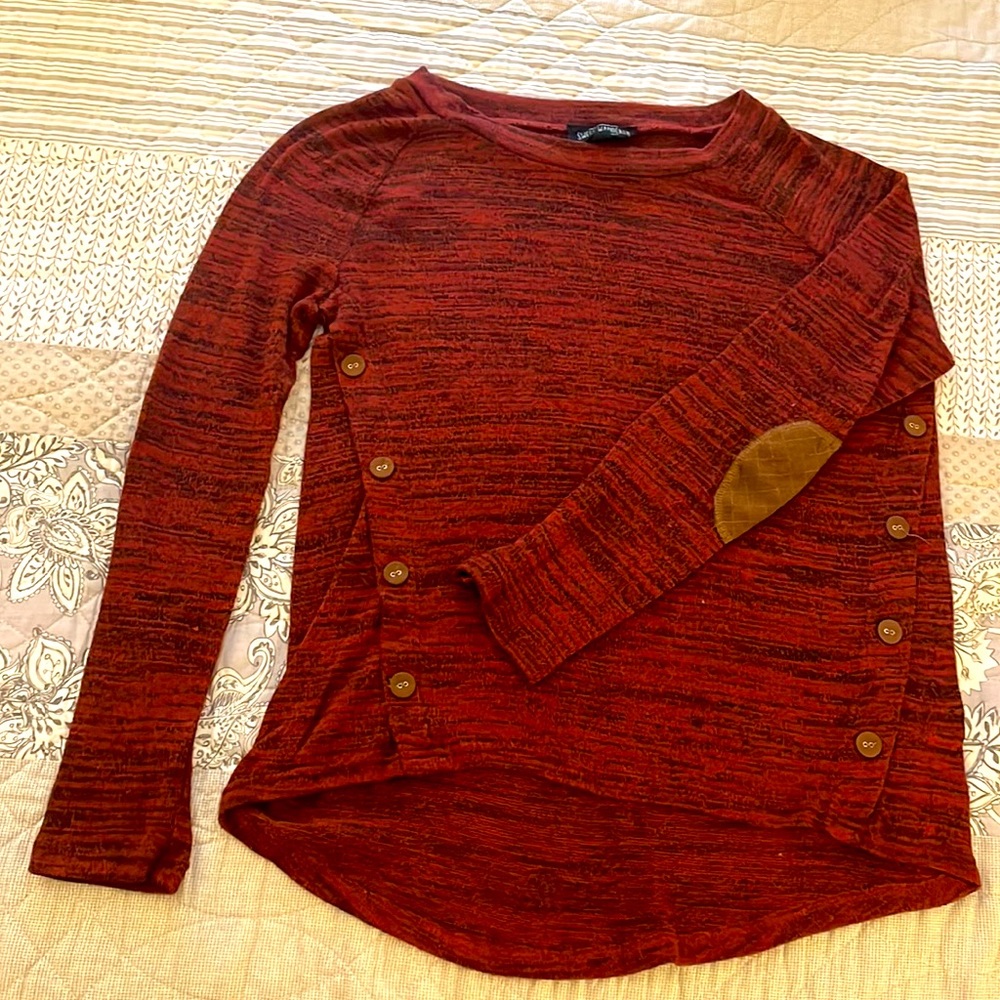 Red and black variegated long sleeve shirt
